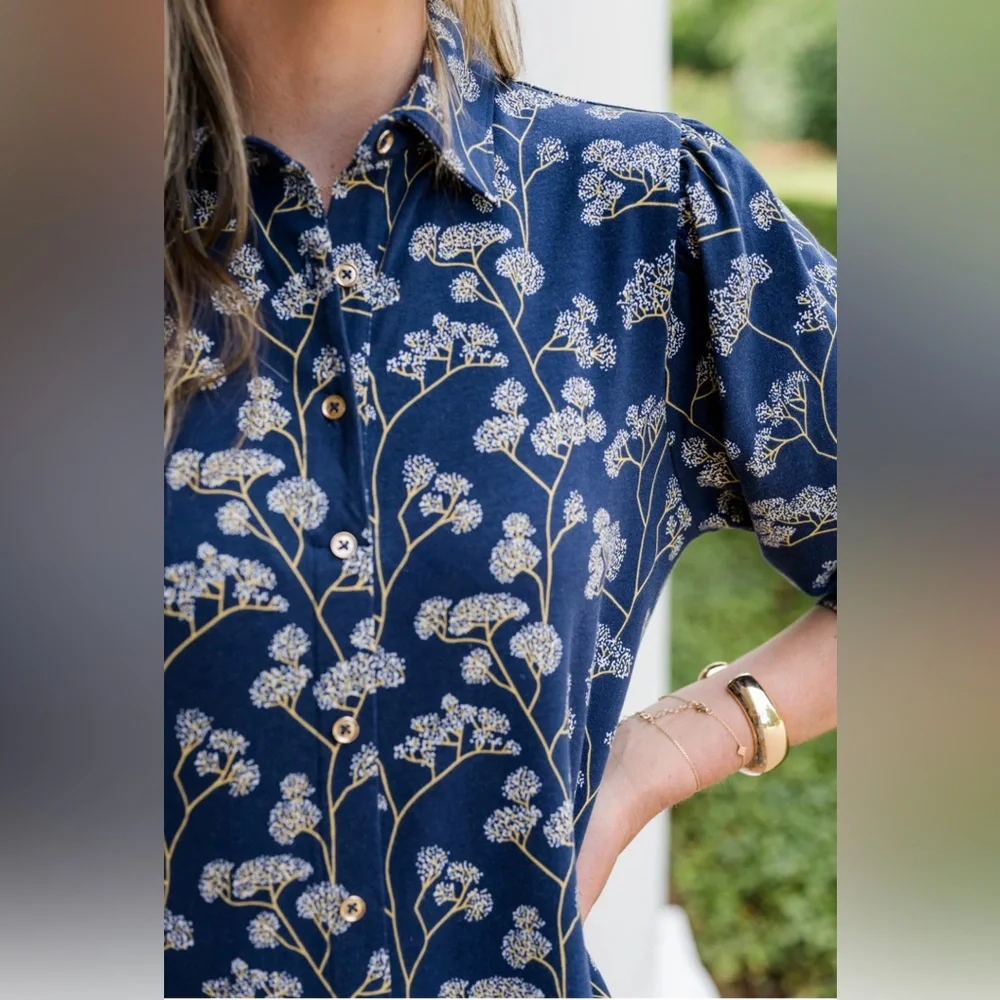 DUFFIELD LANE  ASHLYNN DRESS IN NAVY GROVE Sz S - Picture 4 of 15